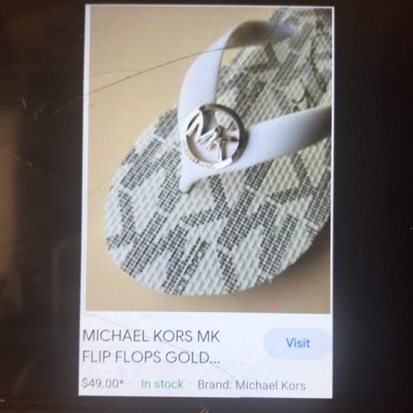 Michael Kors flip-flops silver emblem sandals size 7 - Picture 5 of 5
